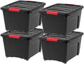 IRIS USA 4-Pack 32 Quart Storage Bins with Lids, Black by IRISUSA