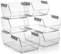 HOMESTEAD Set of 6 Stackable Storage Bins, 3 Large + 3 Small Clear Plastic Organizer Bins, Open Front Design for Kitchen Pantry, Fridge, Cabinet, Bathroom Organization and Snack Storage by Homestead