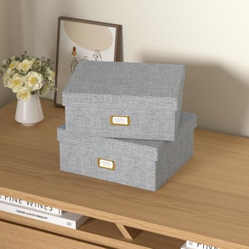 Decorative Photo Storage Box, 2 Pack Linen Photo Box Hold 1700 4x6 Pictures - Image 6