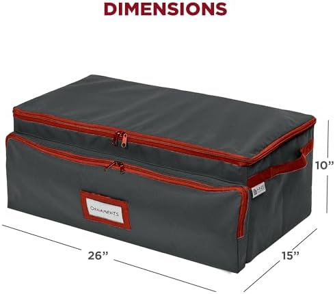 Premium Christmas Ornament Storage Box – Holds up to 72-3” Ornaments + 6 Side Slots for Figurines & Nutcrackers – Holiday Decoration Organizer – Durable 600D Black Canvas - Image 7