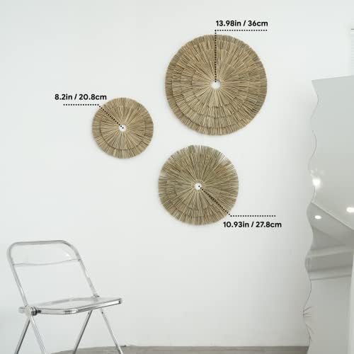 VATIMA Boho Wall Décor – Simple Oversized Wall Basket Décor for Home and Office – Seagrass Wicker Basket Wall Décor Set – 3pcs Flat Baskets – Easy to Hang – Handmade Design – Small/Medium/Large - Image 2