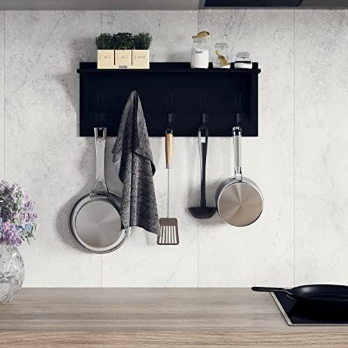 EMMA + OLIVER Black Rustic Wall Hanging Storage Rack - Image 6