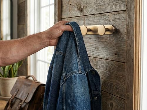 Goo-Ki Champagne Bronze Coat Rack Wall Mount with Keelplate Backplate, Heavy Duty Zinc Coat Hooks Wall Mounted, Modern Soft Gold Hat Hanger and Towel Rack for Entryway, Mudroom, and Bathroom(5 Hooks) - Image 6