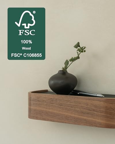 Kazai. Key Holder 'Toke' | Minimalist Key Hook Design from Berlin | Modern Key Holder Wall Mount with Wooden Shelf | Key Rack for Wall as Entryway Organizer | Walnut - Image 2