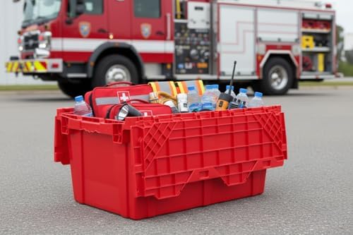 HE HUDSON EXCHANGE 27.3x17.2x12.6” (3 Pack, 18.7 Gallon) Tote with Attached Lid, Red - Image 5