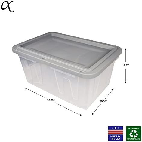CX BLACK & YELLOW�, 27-Gallon Heavy Duty Clear Storage Container & Snap-Tight Lid, (14.3�H x 20.6�W x 30.6�D), Weather-Resistant, Stackable, See-Through Organization Tote [2 Pack] - Image 2