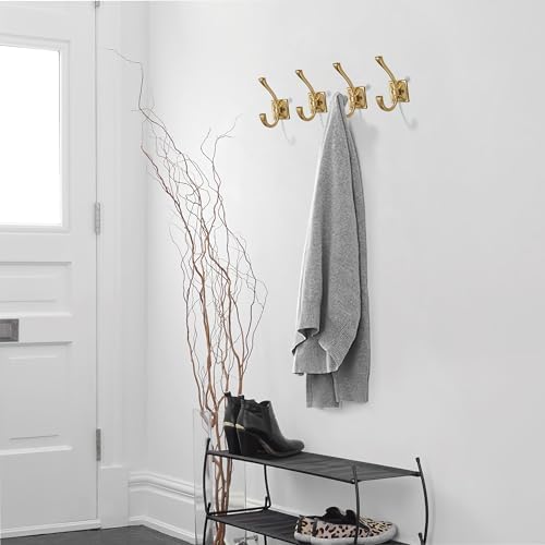 khtumeware Vintage Wall Hooks,10 Pack Coat Hooks Hardware Towel Hooks for Hanging Coats Brushed Gold Robe Hooks Wall Mounted with Screws for Key, Towel, Bags, Cup. - Image 3