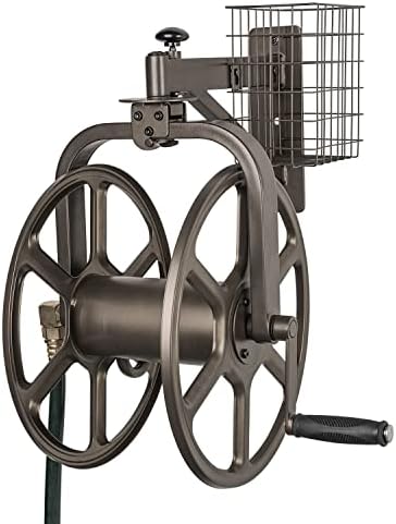 Liberty GARDEN 712 Single Arm Navigator Multi-Directional Garden Hose Reel, Holds 125-Feet of, 5/8-Inch, Bronze by LibertyGardenProducts