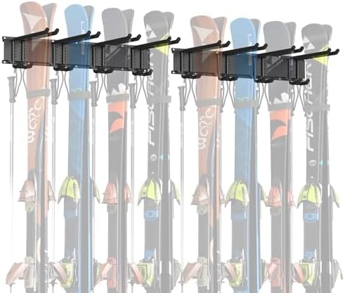 WALMANN Garage Storage Organization Wall Ski Rack 8 Pairs of Skis by WALMANN