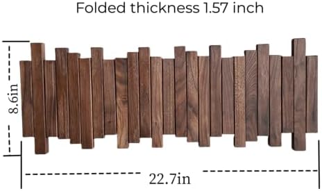 Natural Wood Wall Mounted Piano Coat Rack| Coat Rack Wall Mount| Flip Down Wall Hook Rack 5 Hooks| Entryway wall Art Hook,Made of Black Walnut - Image 5