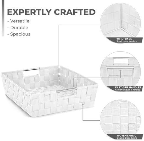 Sorbus Baskets for Organizing, Woven Storage Set (9 Piece Set, White) - Image 2