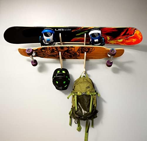 Grassracks Bamboo & Birch Snowboard Rack and Skateboard Rack - Moloka`i Series Snowboard Wall Mount - Image 4