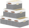 Yawinhe Fabric Storage Baskets,13.0x9.1x7.9in,White/Grey,6-Pack by Yawinhe
