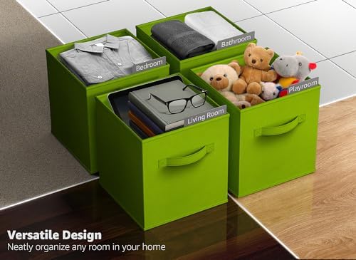 Sorbus Fabric Storage Cubes, 8 Pack, with Handles (13 Inch, Green) - Image 6