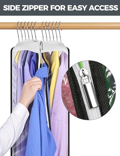 4 pcs 50" Garment Bags for Hanging Clothes, Clear Suit Bags for Closet Storage Clothing Storage, Garment Bags for Travel Covers with 10" Gussets for Coats, Jackets, Shirts and Sweater - Image 5