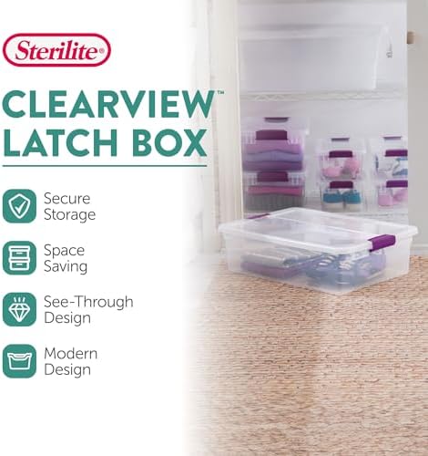 Sterilite ClearView Latch Boxes, Storage Bins with Lids, 32 Quart, 12-Pack - Image 3