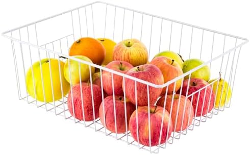Upright Freezer Organizer Bins， Freezer Baskets for 16, 17, 21 cu.ft Standup Freezer, Wire Storage Baskets with Built-in Handles for Frozen Foods, Snacks, Vegetables, Fruits and More, Set of 6 , White - Image 2