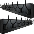 WEBI Coat Rack Wall Mount,10 Hooks,38 9/16" Long Coat Hooks Wall Mounted,16" Hole to Hole,Large Wood Coat Hanger Wall,Hook Rack for Hanging Coats,Jacket,Clothes,Hats,Black,2 Packs by WEBI