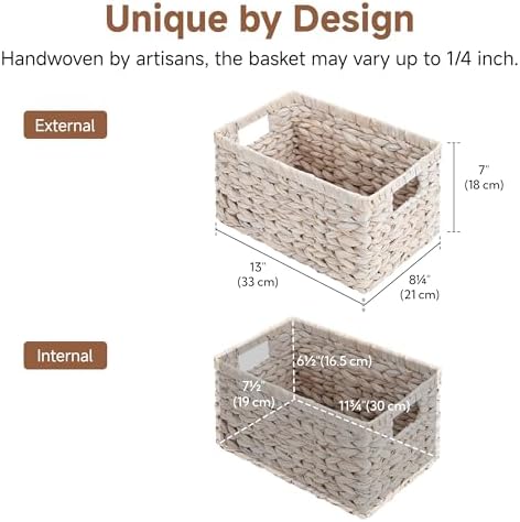 StorageWorks Wicker Storage Baskets for Shelves,White Wicker Baskets,2-Pack - Image 2