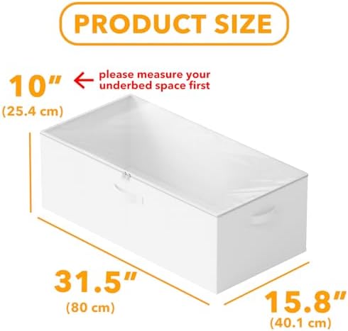 SpaceAid 4 Pack 10" High Under Bed Storage Containers, Large Underbed Storage Organizer Bins with Lids for Bedroom, Dorm, Clothes, Closet Organization, Bed Sheets and Blankets (White) - Image 3