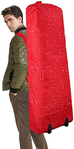 Surblue Christmas Tree Storage Bag - Fits Up to 6 ft. Tall Artificial Disassembled Trees, Durable Handles & Sleek Dual Zipper - Premium Large Holiday Xmas Bag Made of Tear Proof 600D Oxford (Red) - Image 7