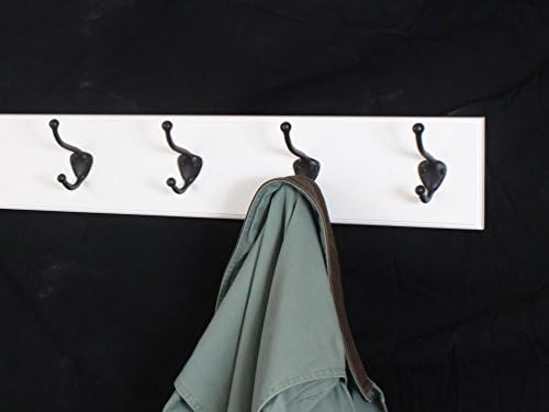 PegandRail White Wall Mounted Coat Rack with Bronze Hooks 4.5" Ultra Wide (20" x 4.5" with 4 Hooks) - Image 2