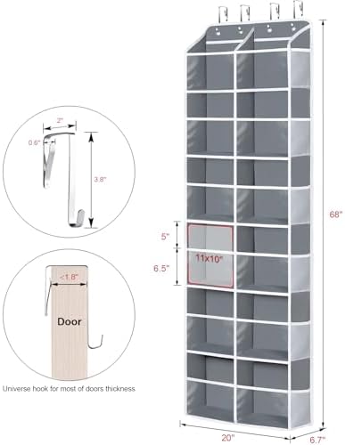 Univivi Over the Door Organizer, 6 Tiers Large Behind Door Storage, Grey - Image 2