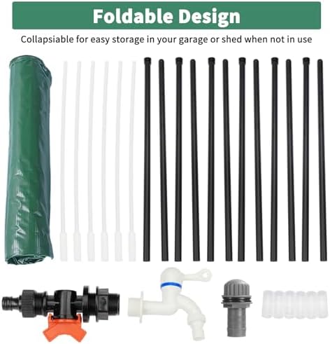 100 Gallon Collapsible Rain Barrel, Portable Rainwater Collection System, Rain Catcher Barrel, Water Storage Tank with Two Spigots and Overflow Kit, Rain Water Barrel Collector for Garden, olive green - Image 6