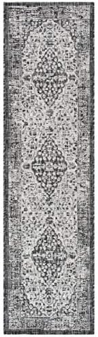 SAFAVIEH Washable Rug Outdoor Courtyard Collection - 2'3" x 8' Runner, Black & Grey, Non-Shedding & Easy Cleaning, Ideal for Patio, Entryway, Mudroom, Hallway, Kitchen (CY8720-37612) - Image 2