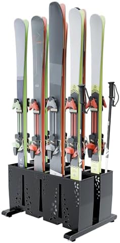 TOCRETOARE Ski Storage Rack for Garage, 8 Pair Heavy Duty Steel Freestanding Ski Storage Organizer, Indoor Ski Holder Racks for Home and Garage Storage by TOCRETOARE