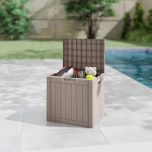 35 Gallon outdoor cushion storage deck boxes outdoor waterproof, package delivery boxes for outside, Outdoor Storage Lockable for Patio Furniture, Garden Tools and Pool Supplies, Light Brown - Image 5