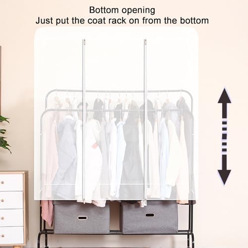 Garment Bags for Hanging Clothes, Clear Plastic Garment Bag with Zipper, Floor Drying Rack Garment Covers, Only Suitable for High and Low Double-Pole Hangers(130 * 75 * 150cm/51 * 30 * 59in) - Image 6