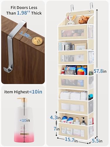 JARLINK Over the Door Organizer for Pantry, Bathroom, 5 Shelf Beige, 2 Pack - Image 2