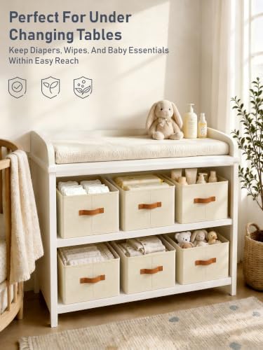 10 Pack Large Closet Storage Baskets Bins for Shelves, Collapsible Fabric Closet Organizers and Storage with Polyester Handles, Decorative Baskets for Organizing Clothes, Towels, Linen Closet 14"x10" - Image 5