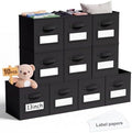 Teenyyou 10 Pack Fabric Storage Cubes 13 Inch Collapsible Cube Bins with Label Window & Handle Foldable Organizers Baskets for Shelf Closet Nursery Kids Room Clothes Book Toy(Black) by Teenyyou