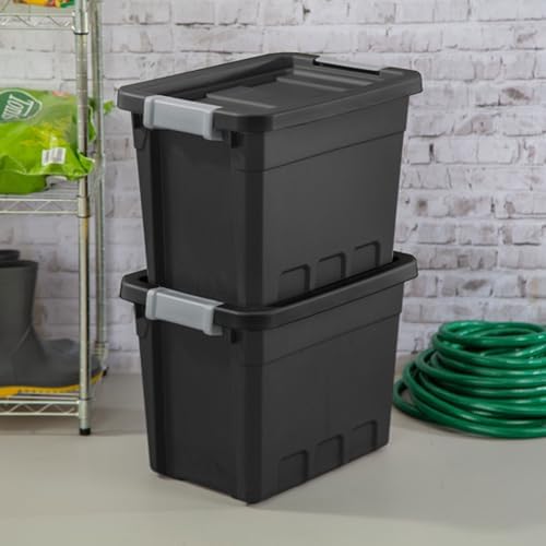Sterilite 18-Pack Plastic Storage Bins with Lids, Stackable Containers, 7.5 Gallon, Black - Image 6