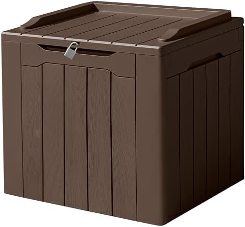 Devoko 31 Gallon Waterproof Outdoor Storage Box Resin Deck Box Lockable and UV Resistant for Patio Furniture,Garden Tools (Brown) by DEVOKO