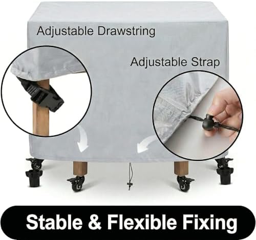 UPGRADE Outdoor Furniture Covers, Custom Size 60"(L) x 44"(W) x 28"(H) Rectangular Patio Table and Chair Waterproof Covers, Heavy Duty 420D, Silver - Image 3