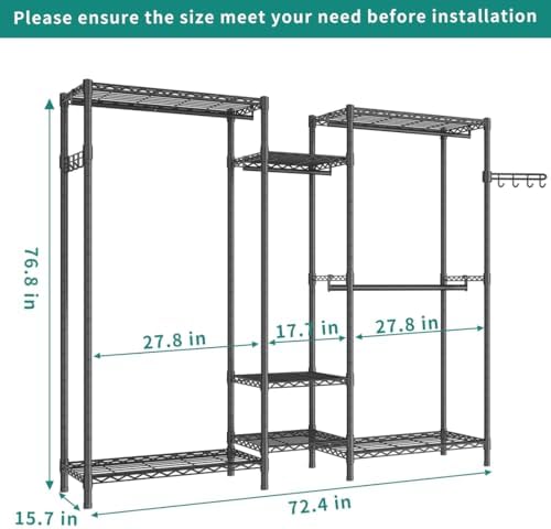Heavy Duty Garment Rack, Portable Wardrobe Clothes Rack - Image 4