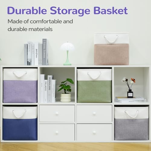 13x13 Inch Foldable Fabric Cube Storage Bins with Handles 6 Pack - Image 6