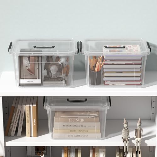 Wekioger 4 Packs Plasitc Lidded Storage Bins, Clear Latching Boxes 10 Quart - Image 2