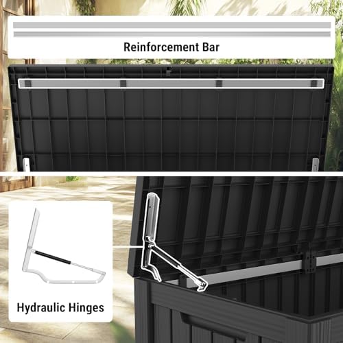 Mars Villa Deck Box, Outdoor Storage Box Waterproof, 150 Gallon, Black - Image 6