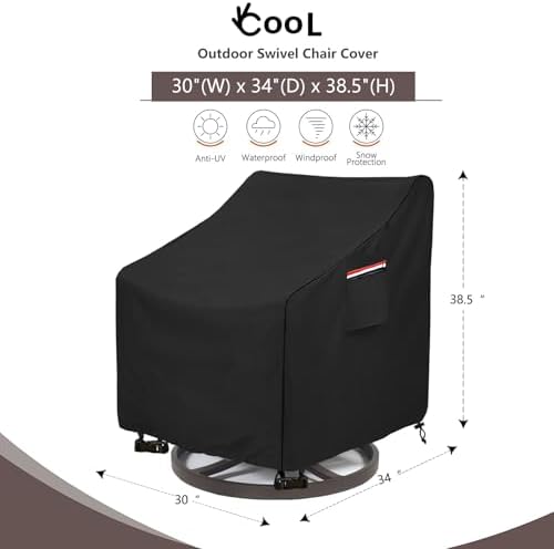 Patio Swivel Chair Cover 4 Pack,Waterproof Heavy Duty Outdoor Chair Covers,Outdoor Swivel Chair Cover for Patio Furniture Covers(30 W x 34 D x 38.5 H inches),Black - Image 2