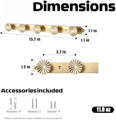 Heavy Duty Zinc Alloy Wall Hooks, Single Packed Champagne Bronze (5 Tri Hooks) Coat Hooks for Hanging Coats, Towels, Bags, Keys, Wall Mounted Utility Hooks for Bathroom, Entryway, Closet, Bedroom - Image 2