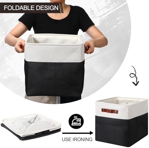Uiifan 8 Pack 12 x 12 x 12 Inch Large Storage Baskets Collapsible Fabric Storage Cubes Bins with Handles for Shelves Closets Nursery Home Clothes Toys Organizers, Black - Image 5