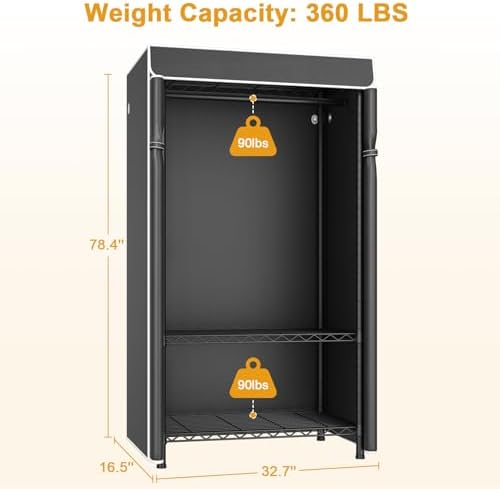 ULIFHOME H5C Clothes Rack with Cover, Covered Clothing Rack Heavy Duty - Image 5