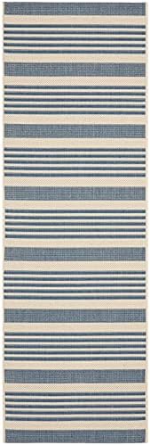 SAFAVIEH Courtyard Outdoor Runner Rug 2'3"x8', Beige & Blue CY6062-233 - Image 3
