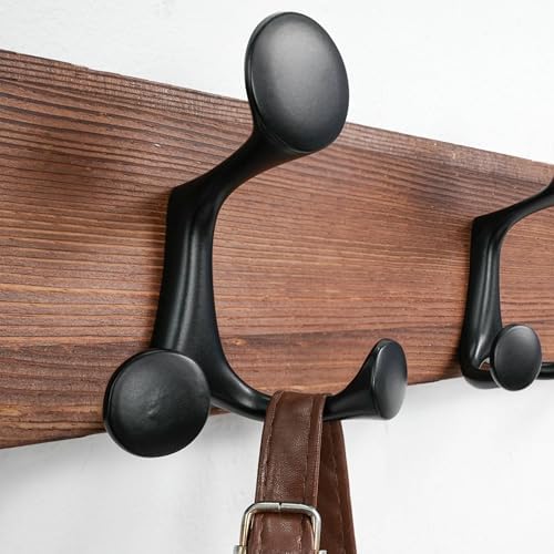 SKOLOO 36-Inch Wood Coat Rack Wall Mount with 6 Triple Hooks - Ideal for Family Entrances, Classrooms, and Pet Supplies Storage - Perfect Coat Hooks for Wall,Charred Golden Brown - Image 5