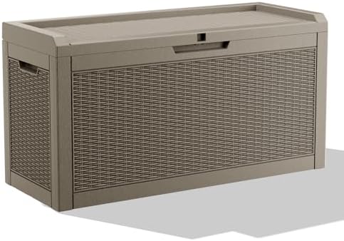 Vixzen 70 Gallon Deck Boxes Outdoor Waterproof, Lockable Resin Storage Box with lid for Furniture Cushions, Weatherproof Containers Outside Storage Boxes for Garden Patio Pool Tools(Grey, 70 Gallon) by Vixzen
