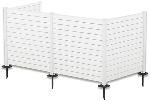 Kozyard 50" W x 48" H Outdoor Privacy Screen with Aluminum Posts, Air Conditioner Fence Panels, Pool Equipment Enclosure, Trash Can Screen Fence Kit for Outside Backyard Patio (White/4Panels) by Kozyard